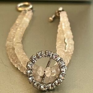 Blush Pink Amazonite Style Stone Bracelet  with Crystal Halo Clasp